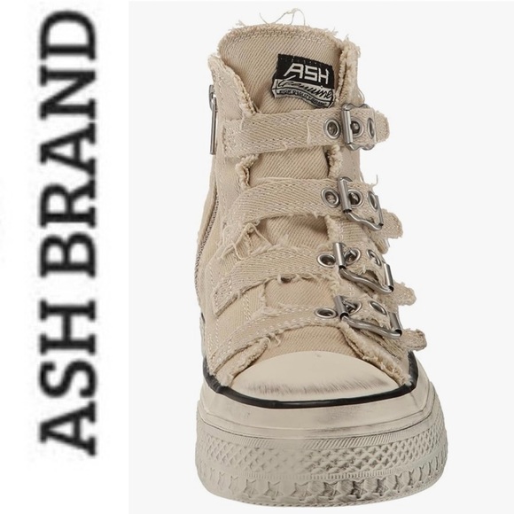 NEW W/BOX ASH Rainbow Washed Canvas High Top Sneakers in Sand 39 - Picture 3 of 13